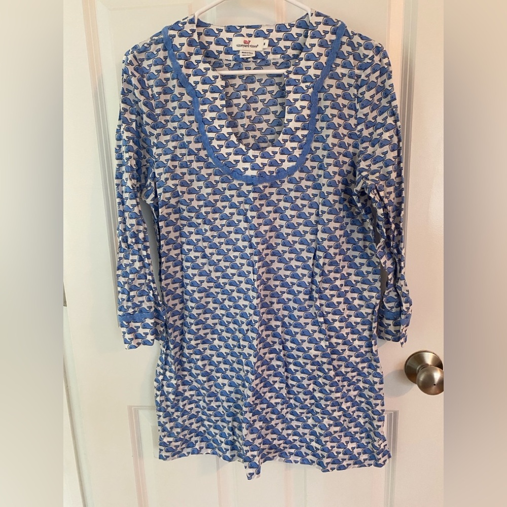 Vineyard Vines Blue and White Whale Pattern dress beach dress